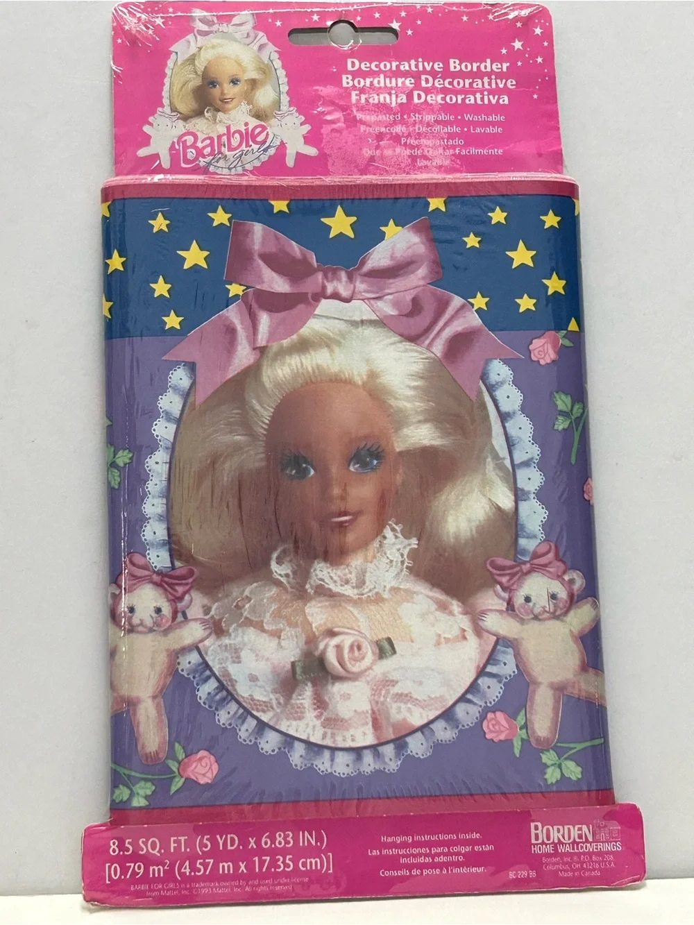 Vintage Barbie Wallpaper Border Trim Borden Home Wallcoverings 5 YD 1993 Mattel